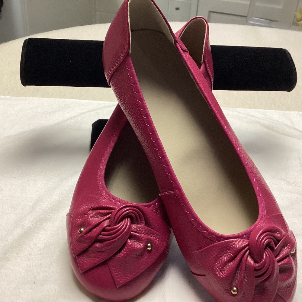Women’s Hot Pink Knot-Detail Ballet Flats